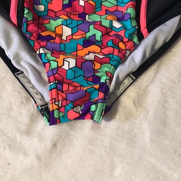 Speedo Girls Printed Sport Splice One Piece Swimsuit Rainbow 8 - Picture 3 of 7